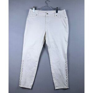 D Jeans Ankle Skinny Jeans Womens Size 12P Studded Hem Mid Rise White